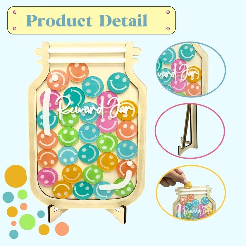 Nexaeta Magnetic Reward jar, Personalized Smiley face Token Reward jar, Classroom Management Tool, Back to School Gift (Smiling face Reward jar（1）) - Image 3